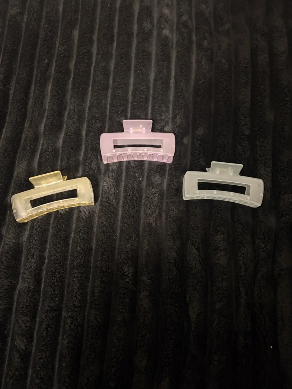 Set of 3 Pastel Hair Claw Clips - Pink, Yellow, Clear